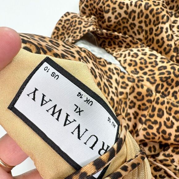 Runaway Dress Womens XL Multicolor Maxi Leopard Print Cutout Spaghetti Strap - Picture 6 of 8